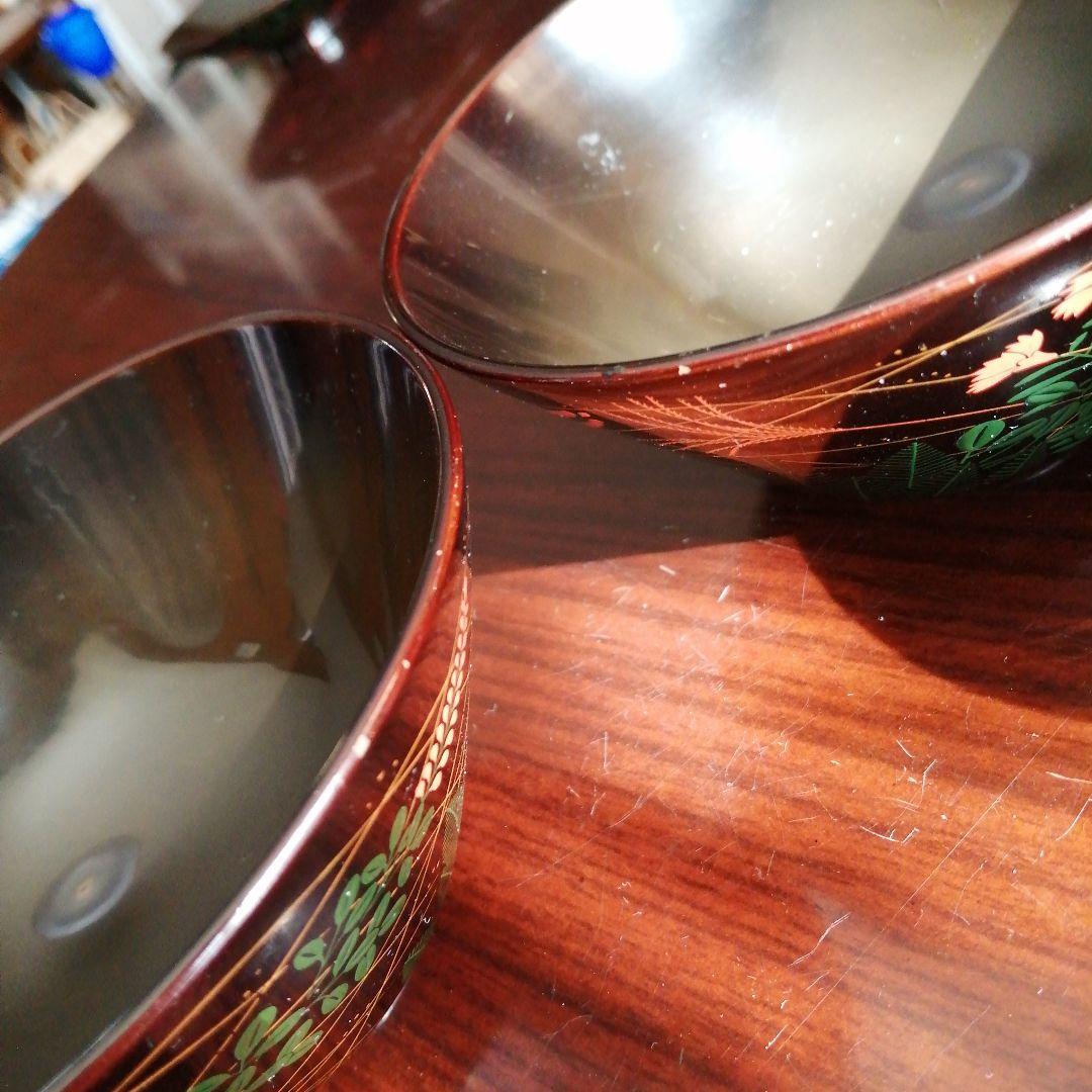 木製漆器　長寛好末広形吸物椀　10客　12cm　明治～大正期