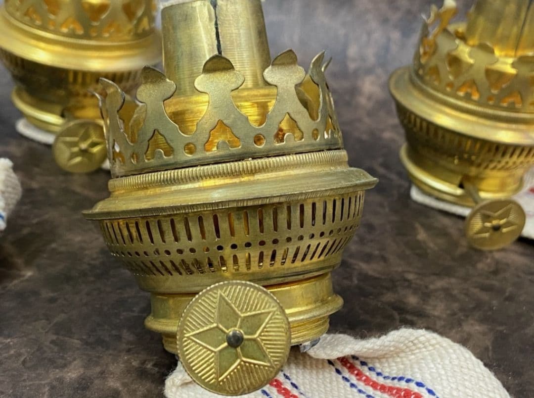 旧家収蔵 大正期 赤フリル ランプ 特殊バーナー構造