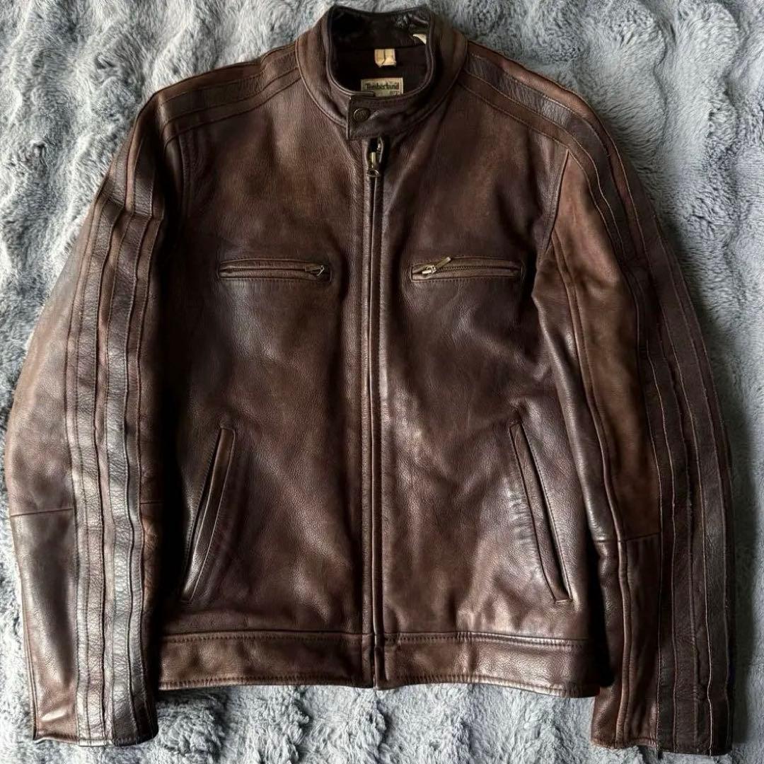 Timberland ブラウンレザージャケット S/P vintage 本革