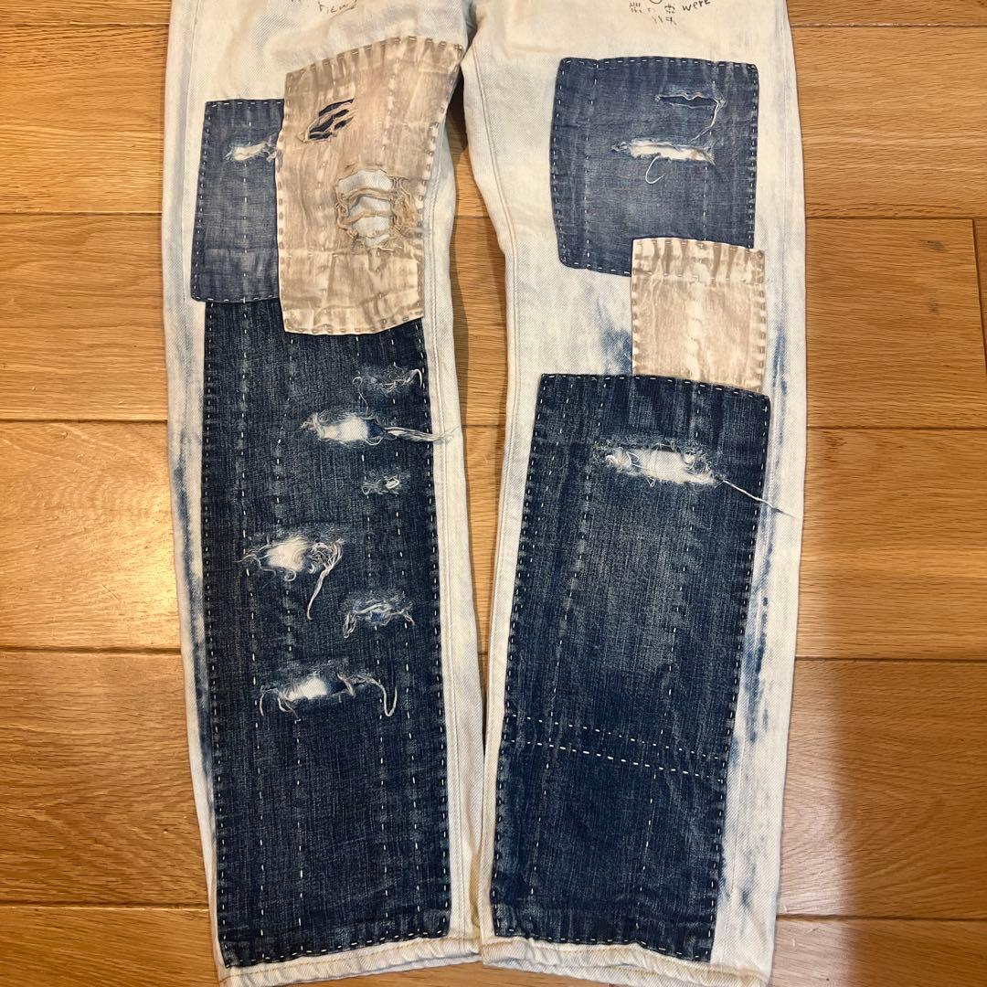 【ほぼ未使用】デニムダンガリー ダメージ　ジーンズ　150cm