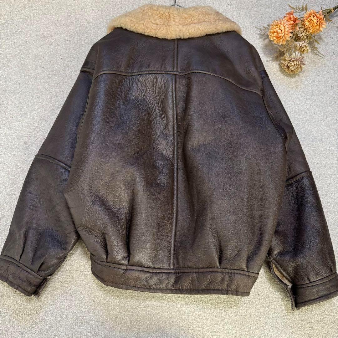 【Lakeland】本革シープスキン　内面ボア　ライダースジャケット　ブラウンS