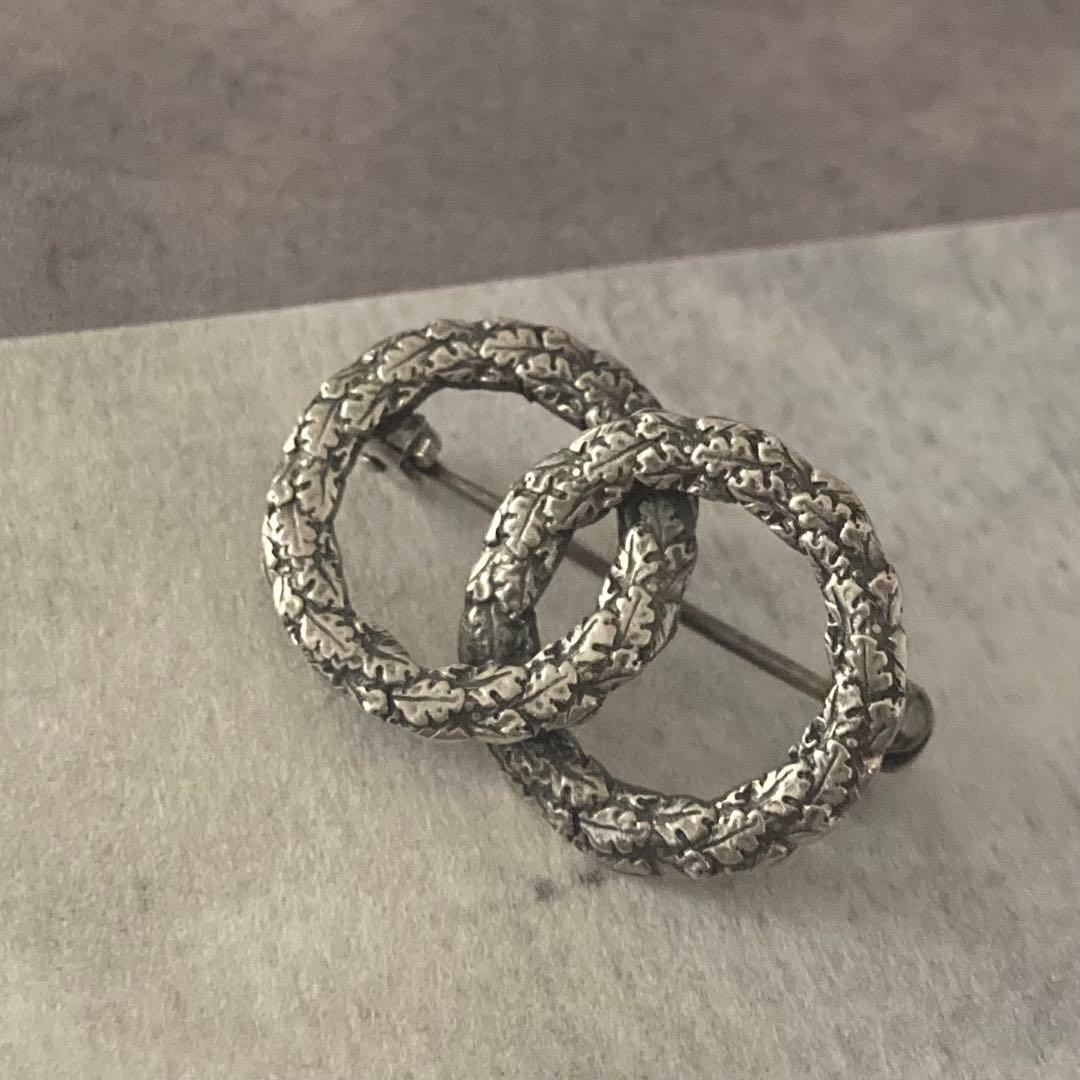 ヴィンテージ＊N.E.FROM ブローチ　ダブルリング　リーフ　シルバー　北欧