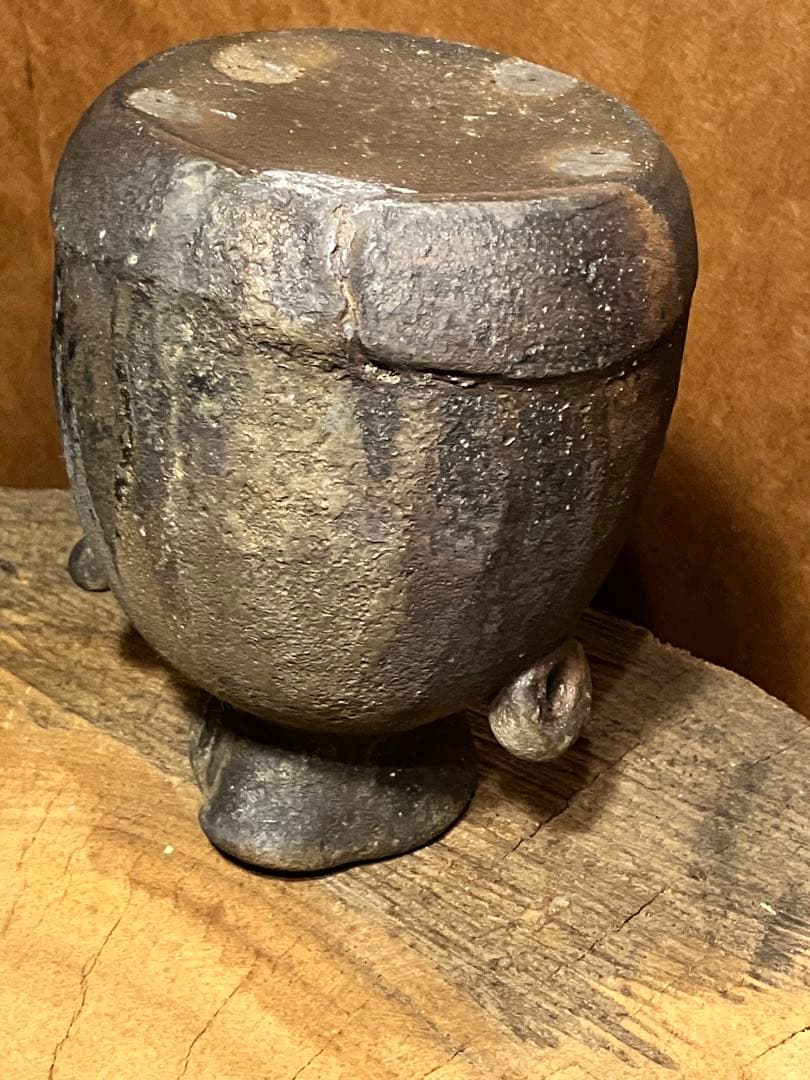 越前　双耳 壺　花入　穴窯焼き締め　（大）