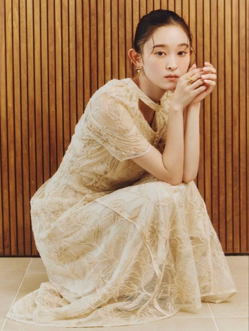 リリーブラウン　チュールエンブロイダリードレス