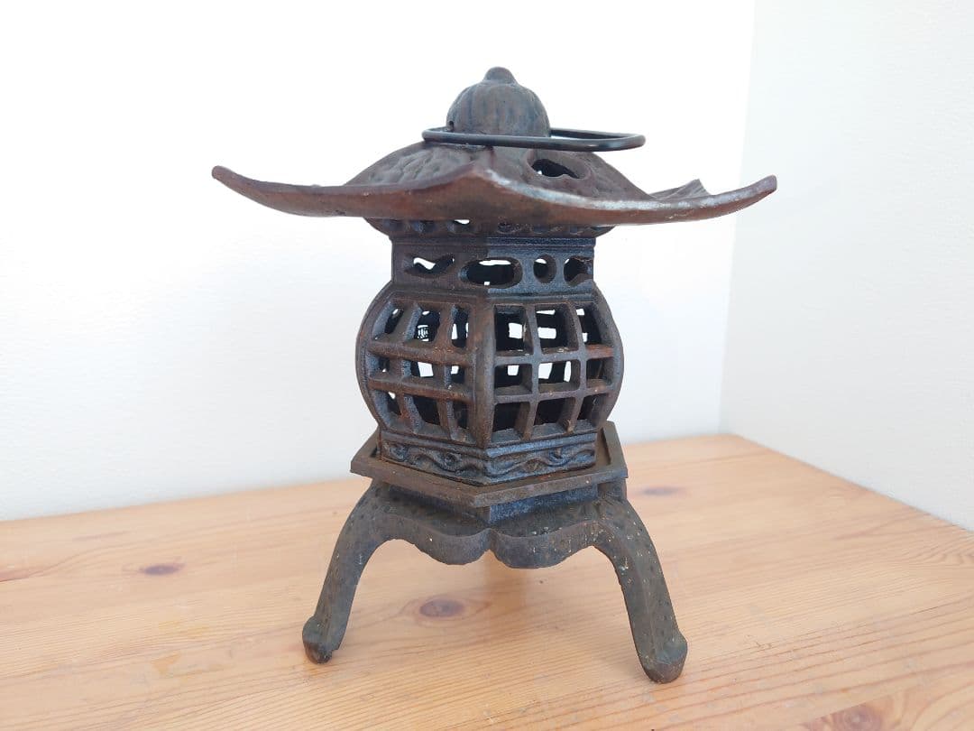 ★昭和レトロ 六角傘 鉄灯籠★古鉄 錆あり 古道具 アンティーク 吊り/置き