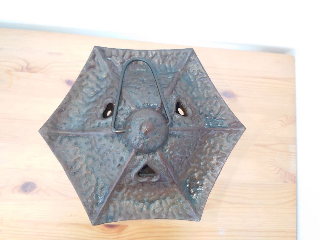 ★昭和レトロ 六角傘 鉄灯籠★古鉄 錆あり 古道具 アンティーク 吊り/置き