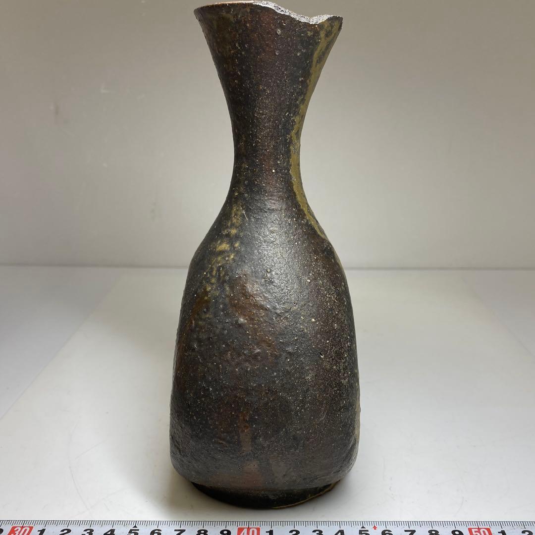 平安朝時代　桂又三郎極古備前扁鼓徳利　極〆箱付　高22㎝　東Y7-0404☆2F