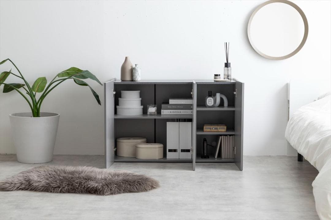 【送料無料】【幅100cm】Anq キャビネット 石目調 棚 収納 ストーン