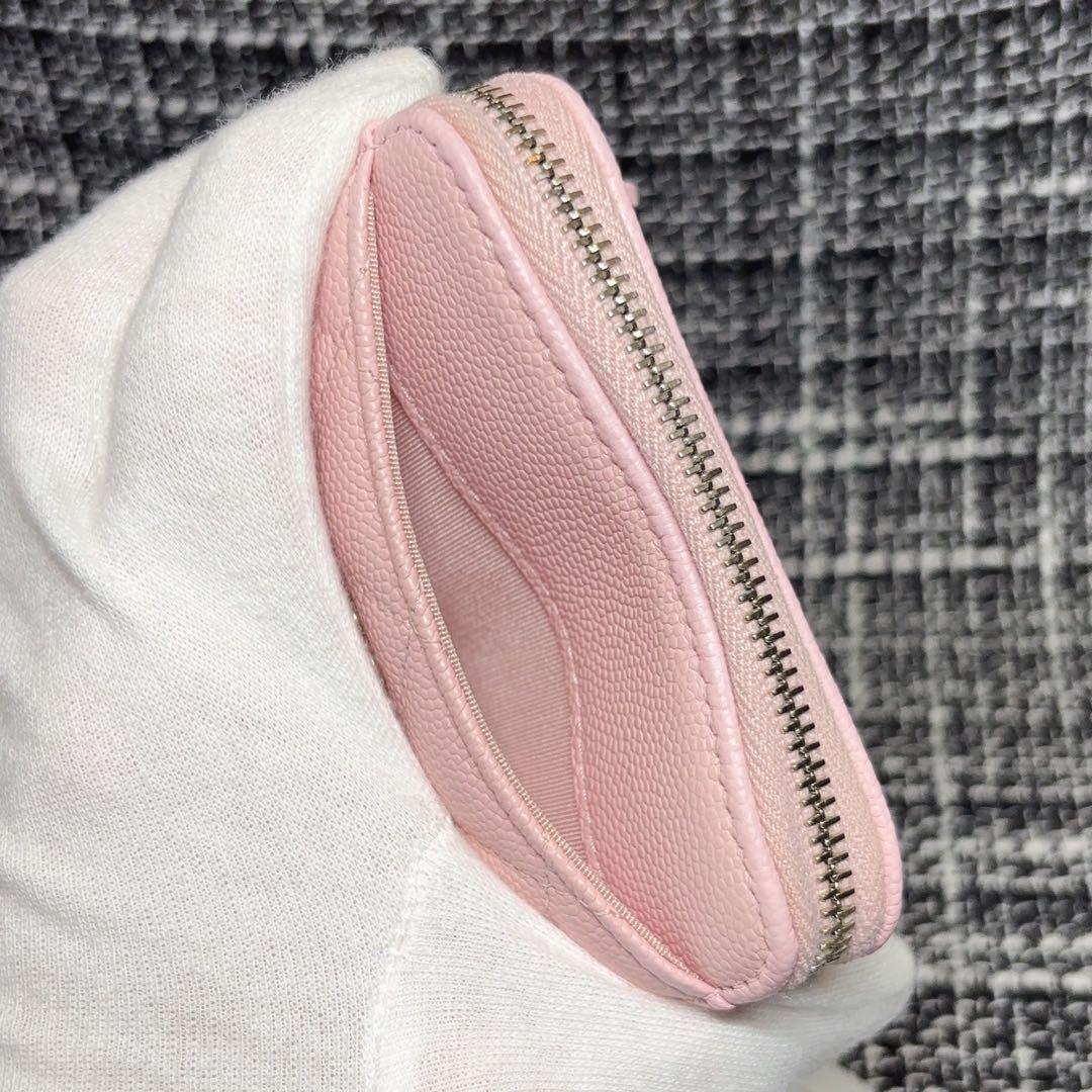 CHANEL ケース　カードケース　マトラッセ　キャビアスキン　ピンク