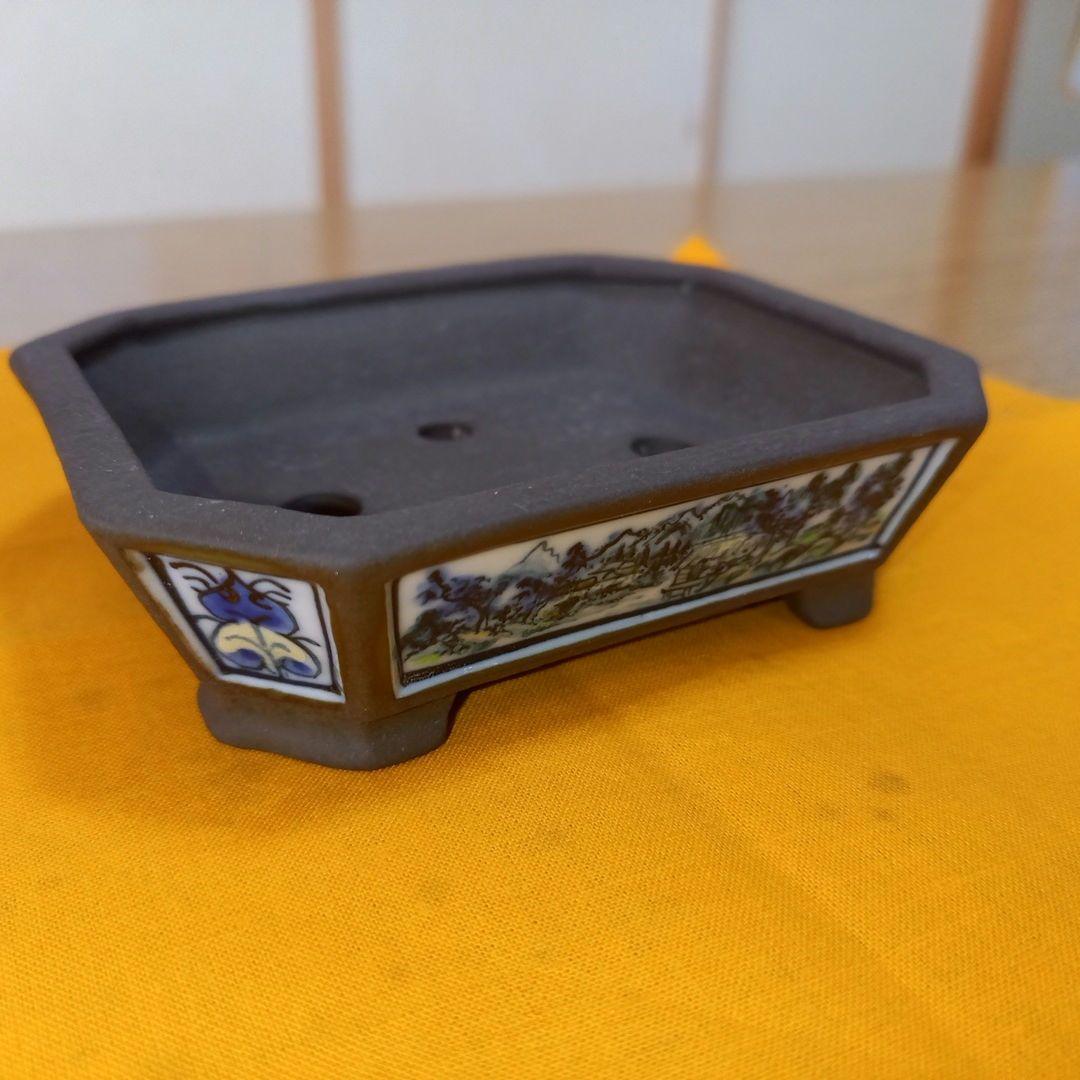 未使用　陶翠　盆栽鉢(八角)【木箱つき】