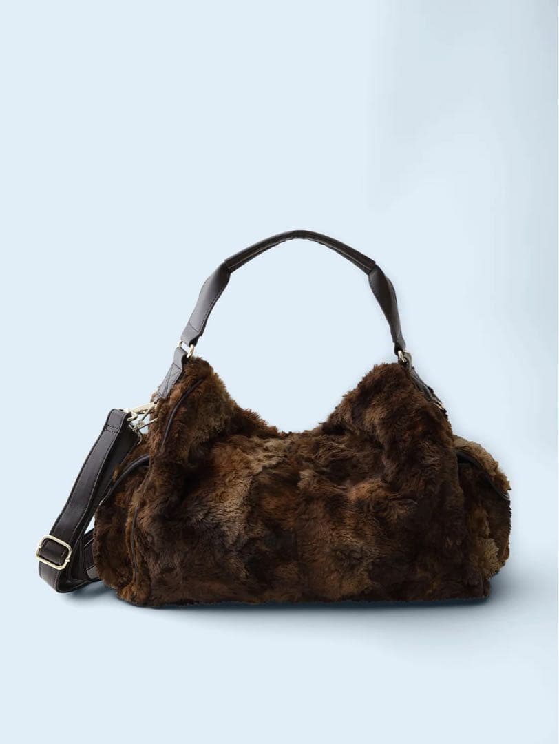 バッグ Bad Blue Eco Fur Pillow Bag (Brown)