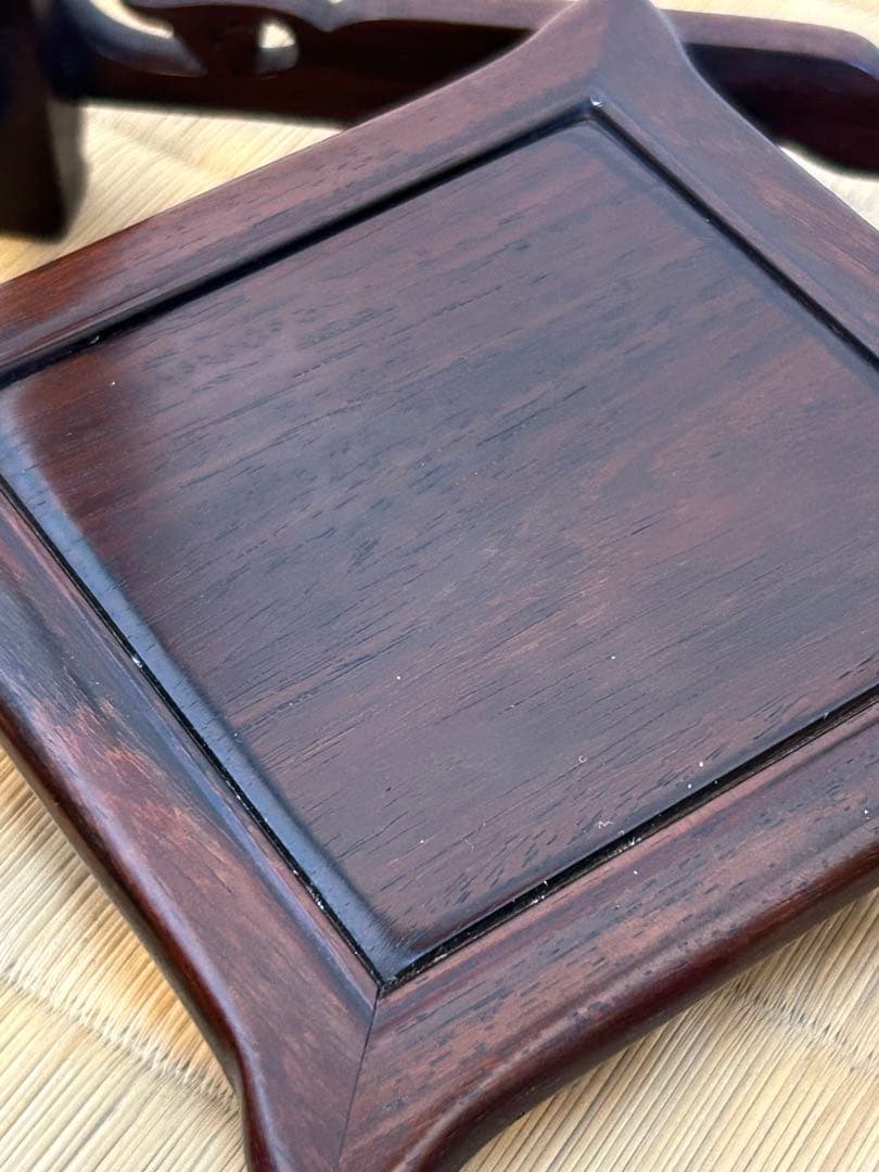 紫檀　揚子卓　大仙作　共箱　共布有　美品