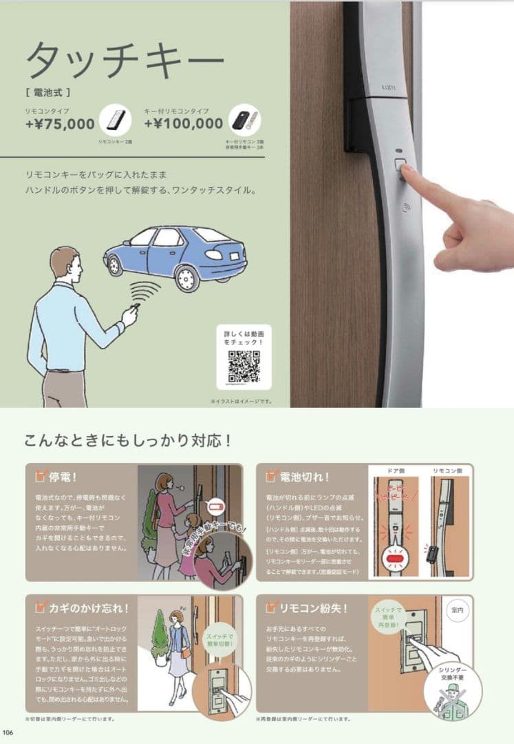 リクシル エルムーブ2電池錠式ハンドルセット