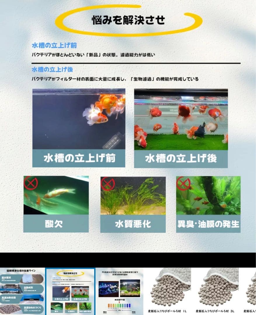 20kg高性能濾過材大増量　専用メッシュ1枚付き　多孔質人気パワーボールろ材