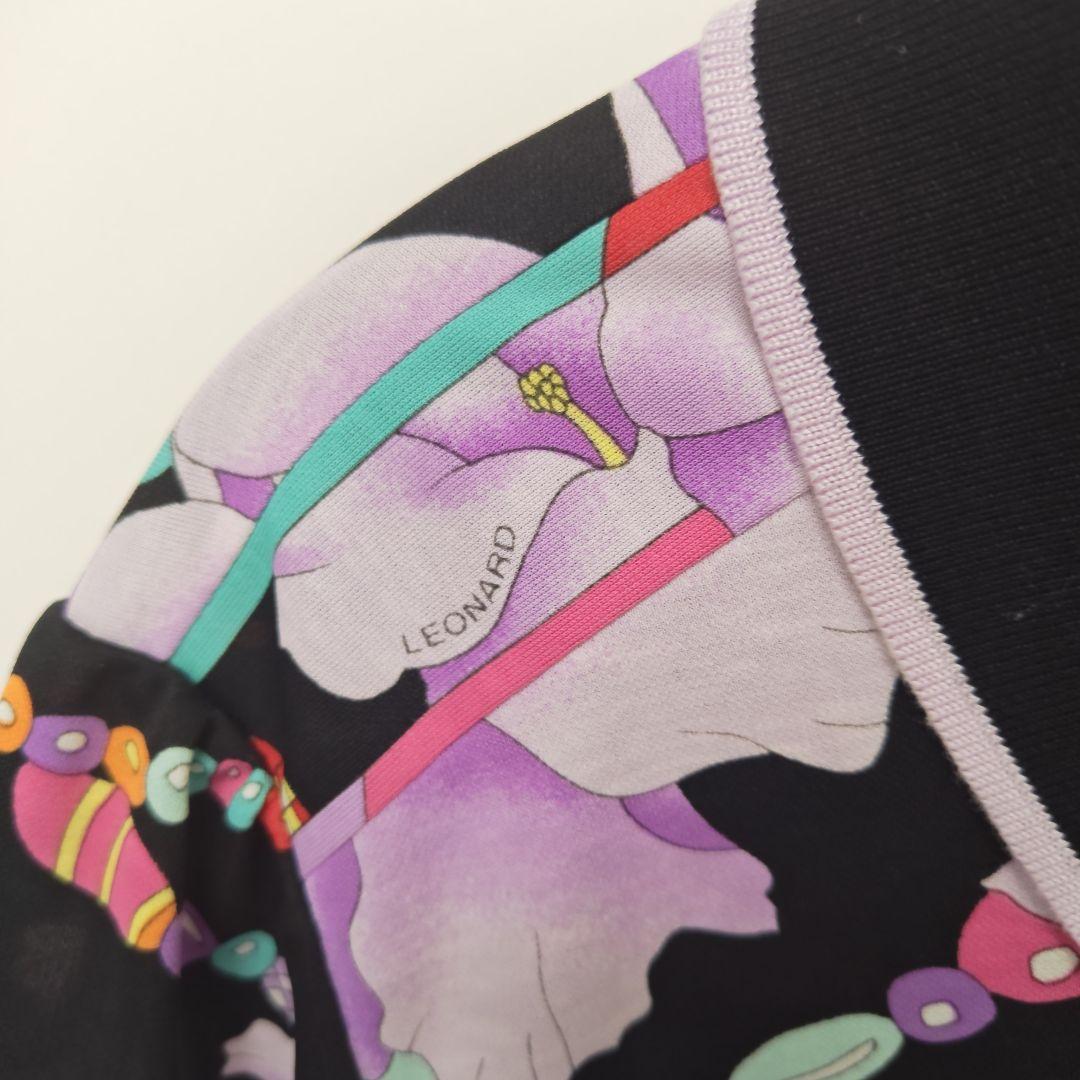 レオナール ポロシャツ ロゴボタン 黒 XL