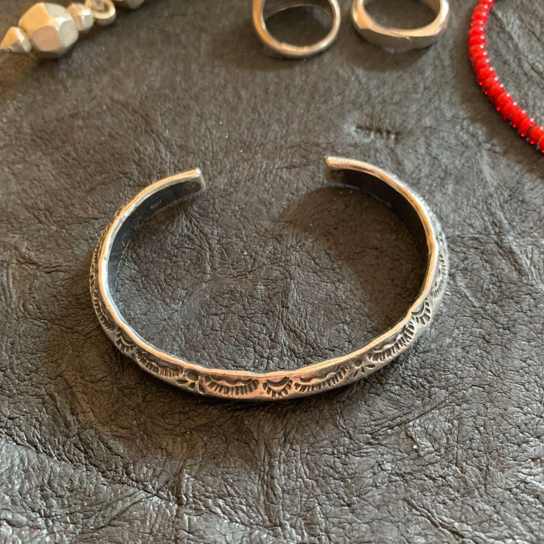 【一点物】燻加工　シルバー925 カレン族　バングル