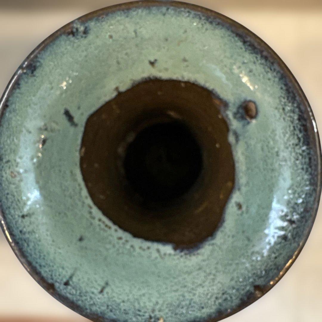 壺屋焼.小橋川永弘.緑釉.唐草.掻き落とし.線彫り.ビンテージ