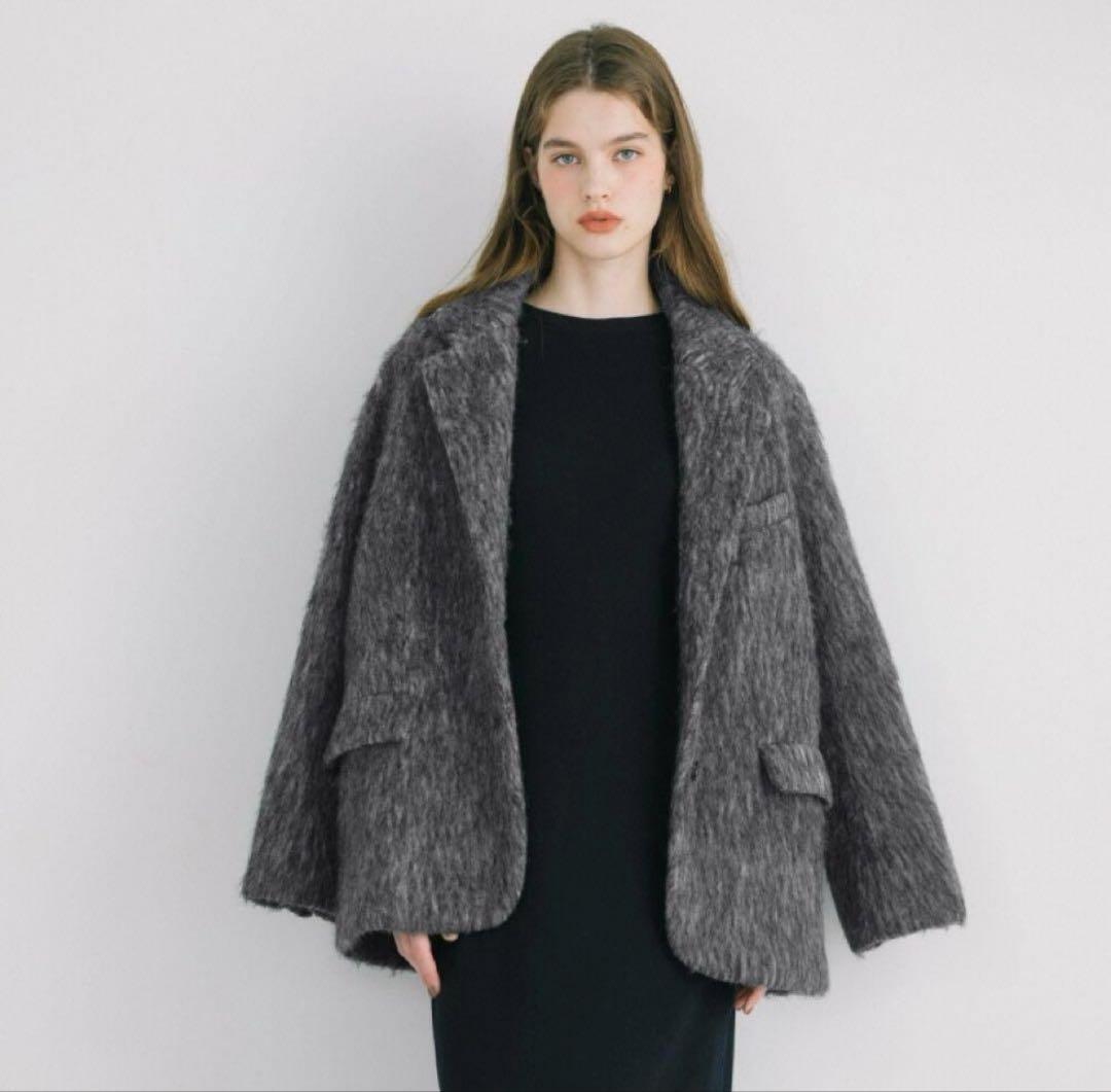basement モヘアシャギージャケットコート グレー
