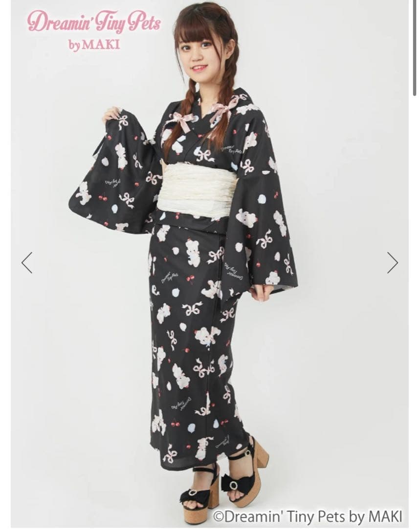 Ank Rouge × MAKI クマ 熊 黒 浴衣 アンクルージュ