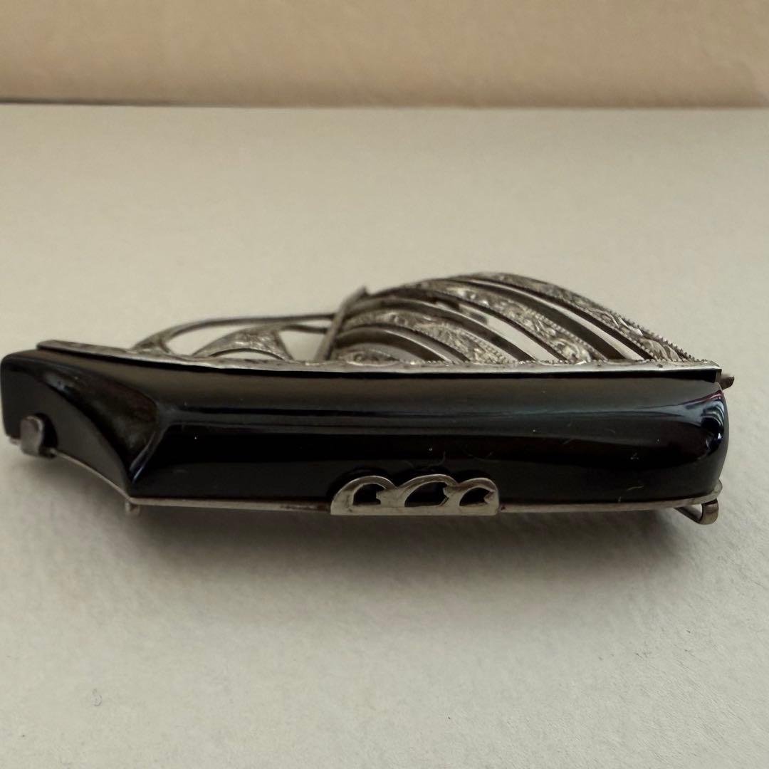 アンティーク帯留　帆船　綺麗な彫り　大正ロマン