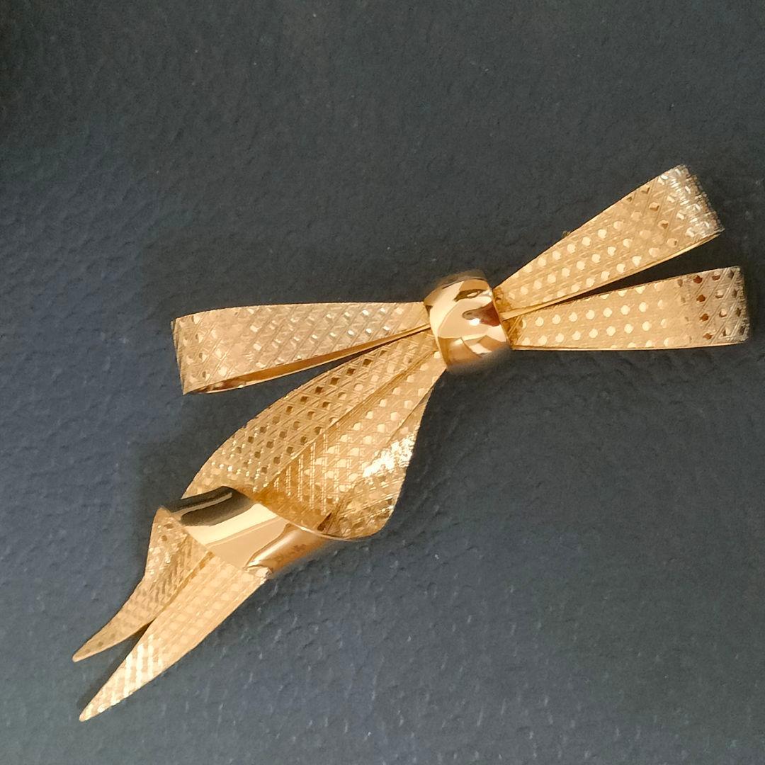 クリスチャンディオール　リボンモチーフ　ブローチ　特大　11cm