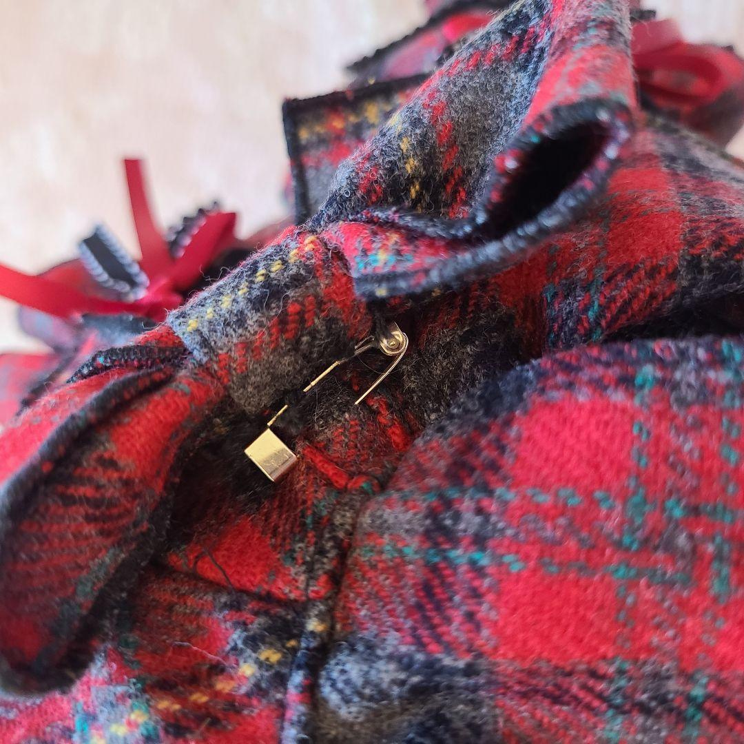 犬服　プルジャム　イングランドウールタータンチェック　コートワンピース