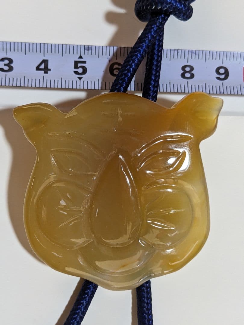 ♦天然石 古作 ヴィンテージ 手彫り 瑪瑙 寅 ループタイ 工芸品 骨董品