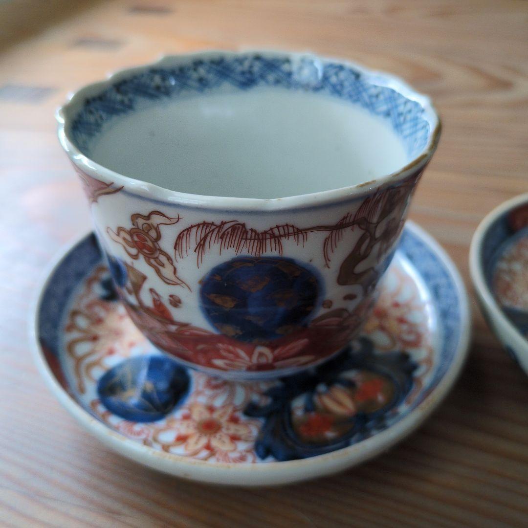 古伊万里　富喜長春蕎麦猪口と小皿　アンティーク