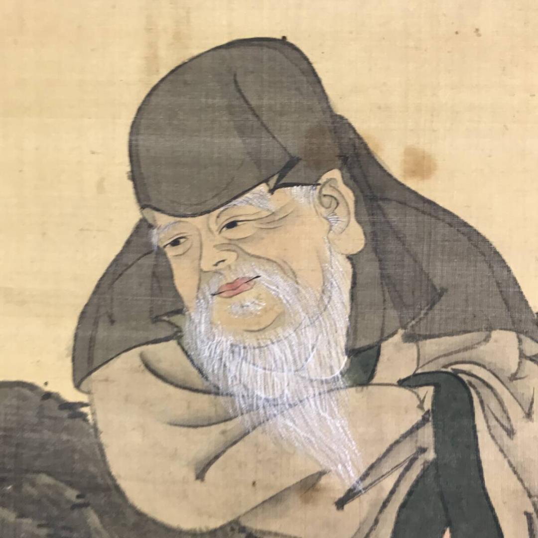 模写/熊代熊斐/寿老人図/人物図/鶴亀図/祝掛軸/横物/掛軸☆宝船☆AH-647