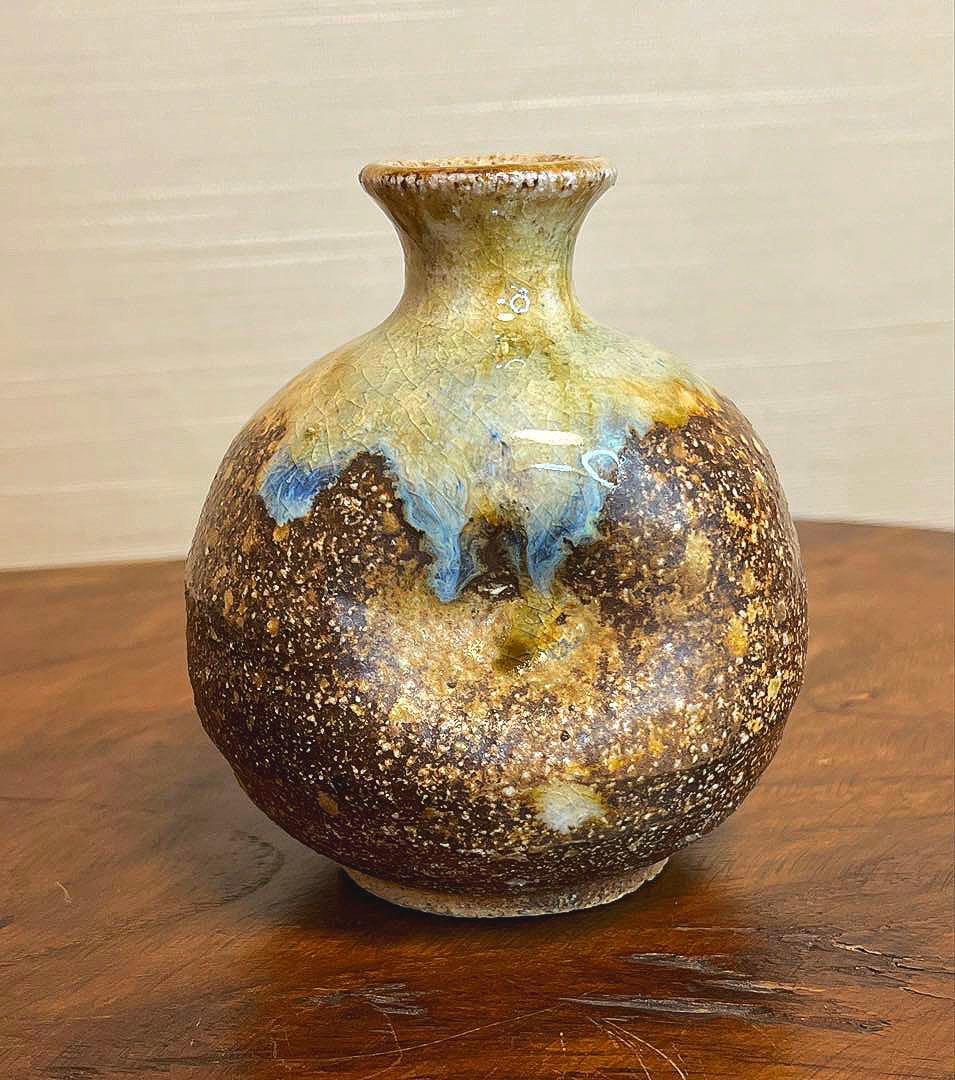 徳利　坂本俊人　伊賀　西山窯　陶器製小瓶　徳利　箱入り　青釉薬