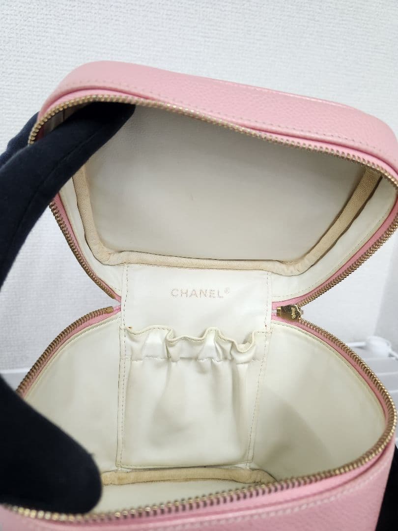 シャネル　キャビア　バニティバッグ　ピンク　コスメ　ハンド