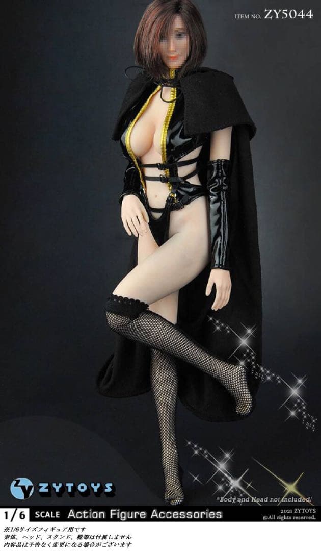 1/6フィギュア用衣装 レディースフード付きケープコート セット zy5044