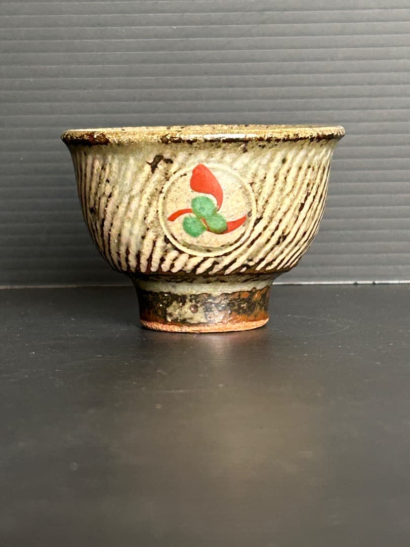 象嵌赤絵酒器 (人間国宝 島岡達三作)　徳利×２・ぐい吞み×５