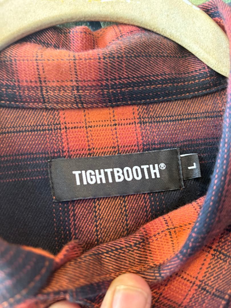 TIGHTBOOTH フランネルシャツ Lサイズ オレンジ黒チェック