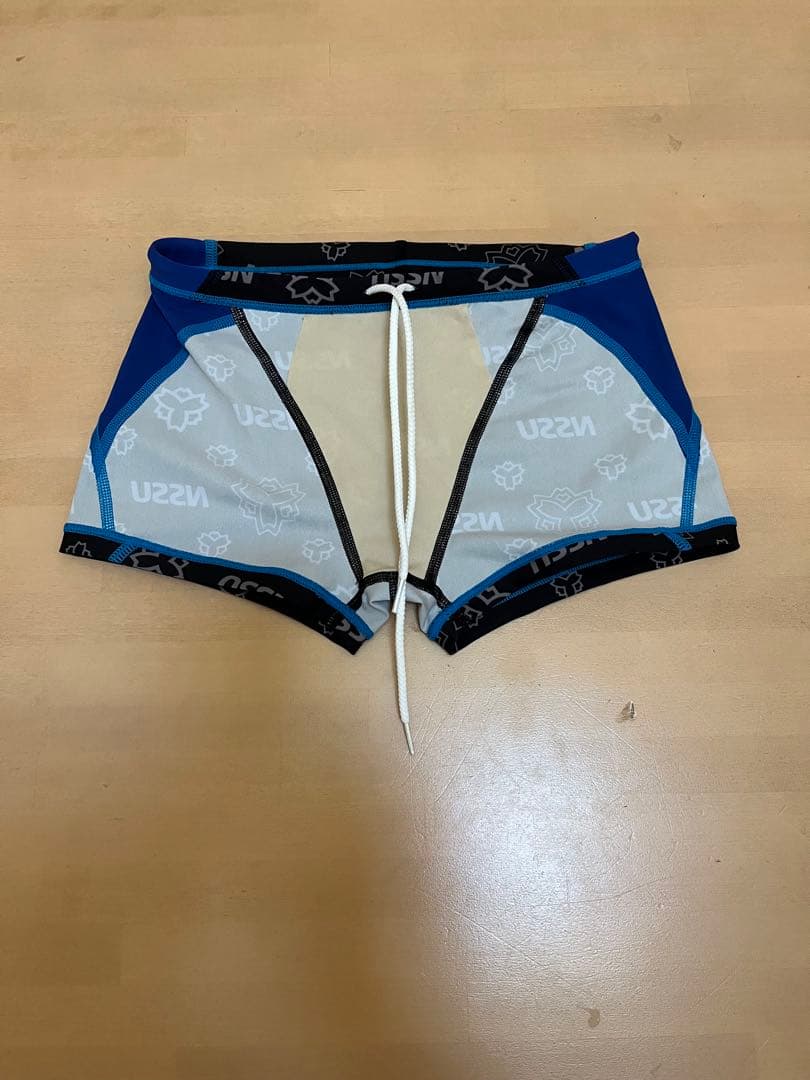 日本体育大学　男子用競泳水着　黒/青