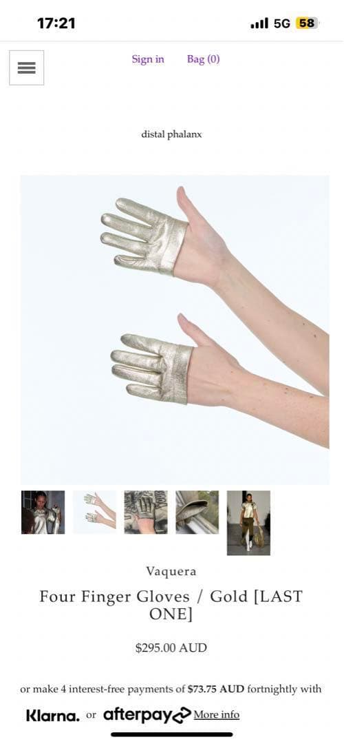 小物 Vaquera Four Finger Gloves Gold