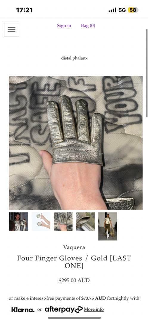 小物 Vaquera Four Finger Gloves Gold