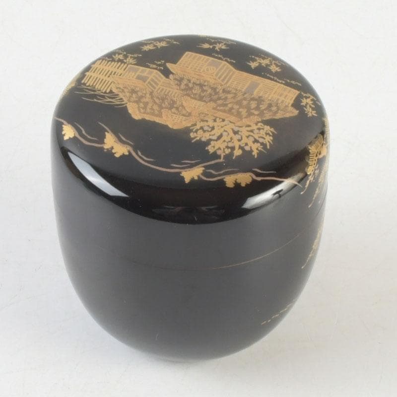 茶道具　漆匠　遠山哲山造　住吉蒔絵　利休棗　共箱　V　9716