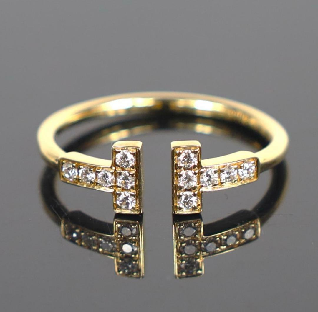 ティファニー　Tワイヤー　ダイヤモンドリングYG 15号ショップカードあり