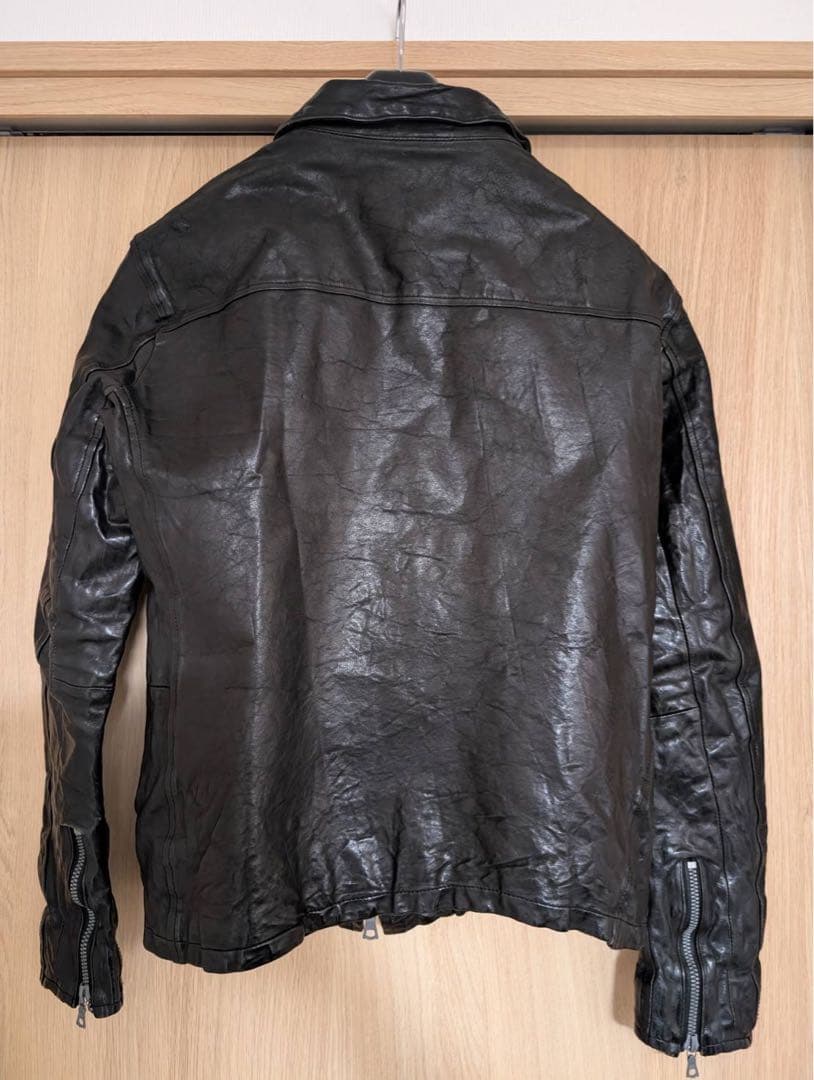 BACKLASHベルギーショルダー シングルレザーライダースジャケット ブラック