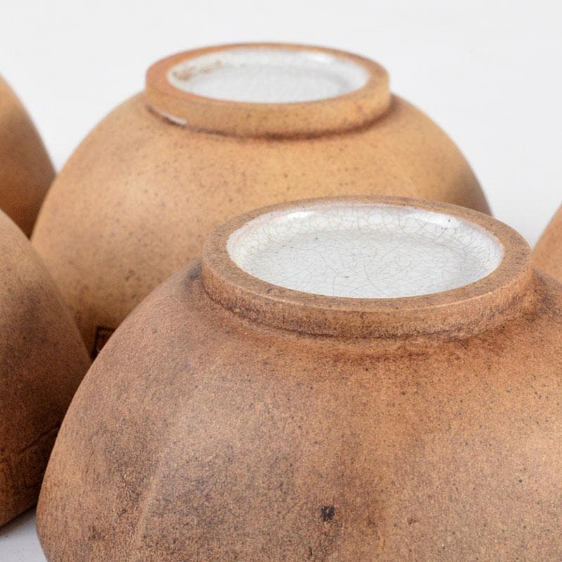 中国　紫砂　黄泥　雷文　六角煎茶碗　五客　時代箱付　M　R4457E