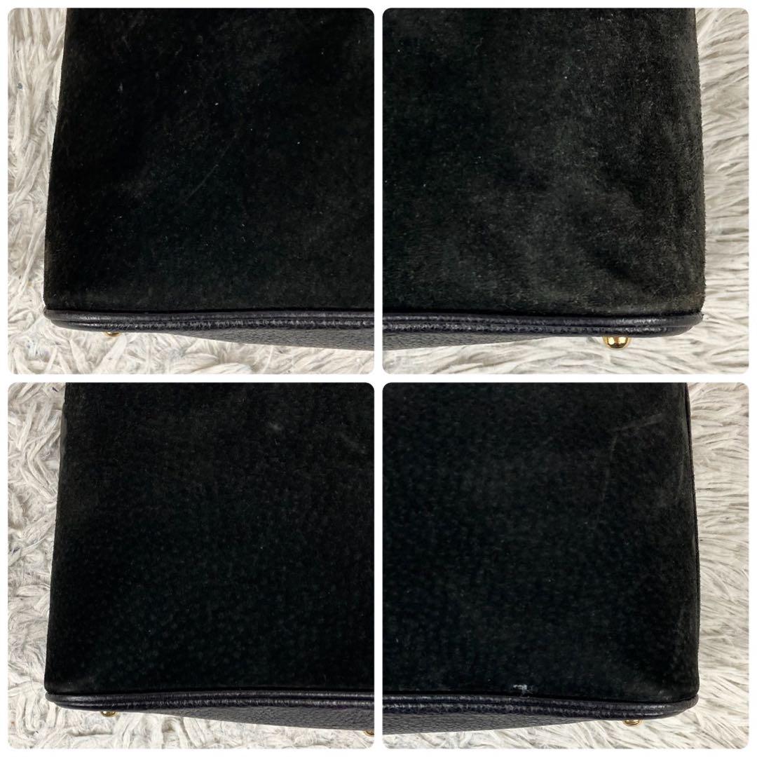 美品 オールドグッチ 2way スエード レザー バンブー 斜め掛け ブラック