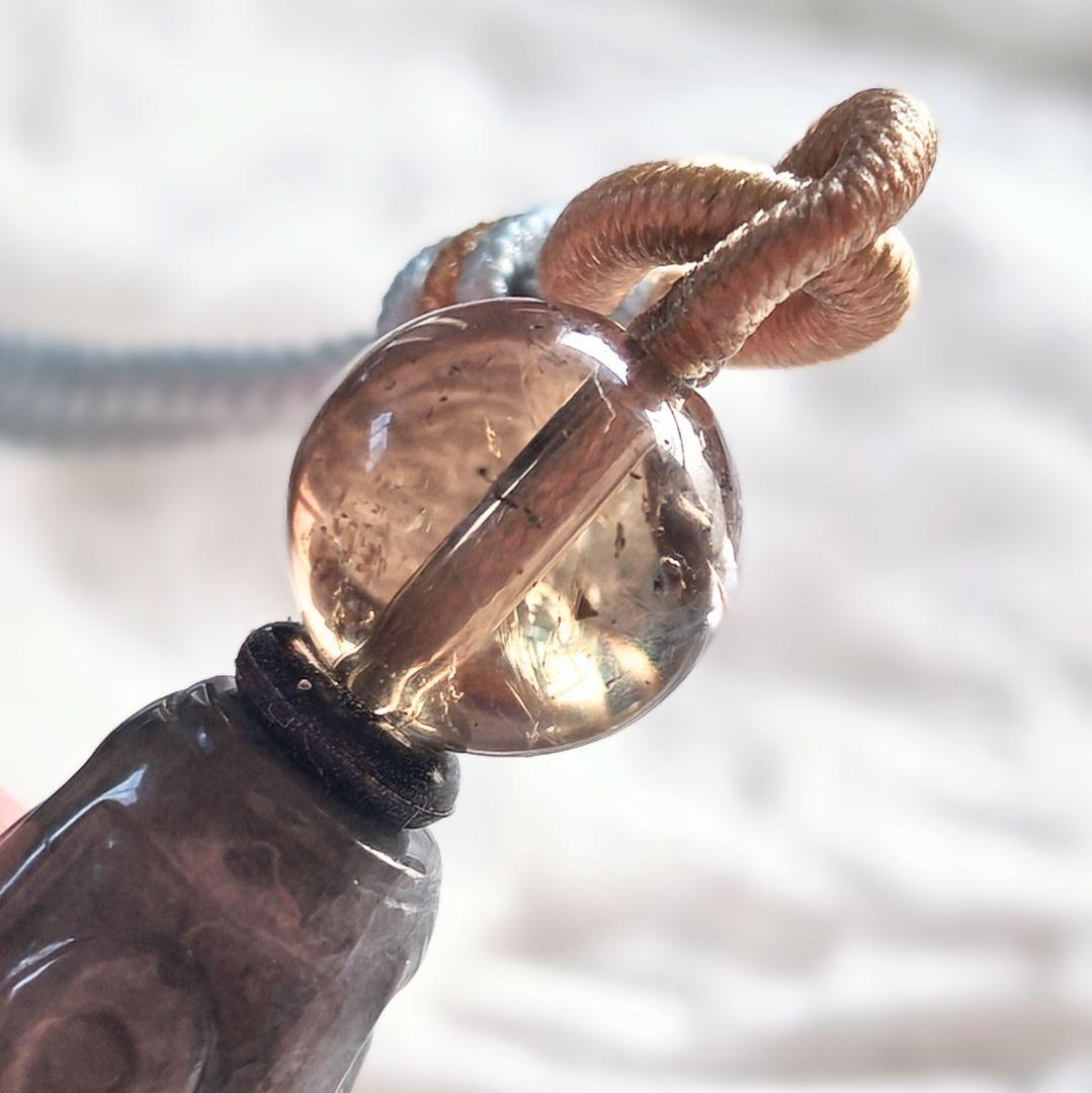 みのっち◆ 御守りネックレス【九眼天珠 黒翡翠】アゼツライト 開運 高波動