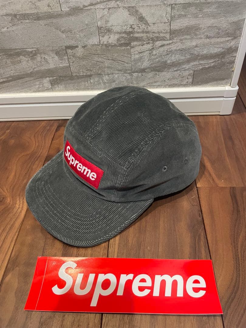 Supreme グレー コーデュロイキャップ