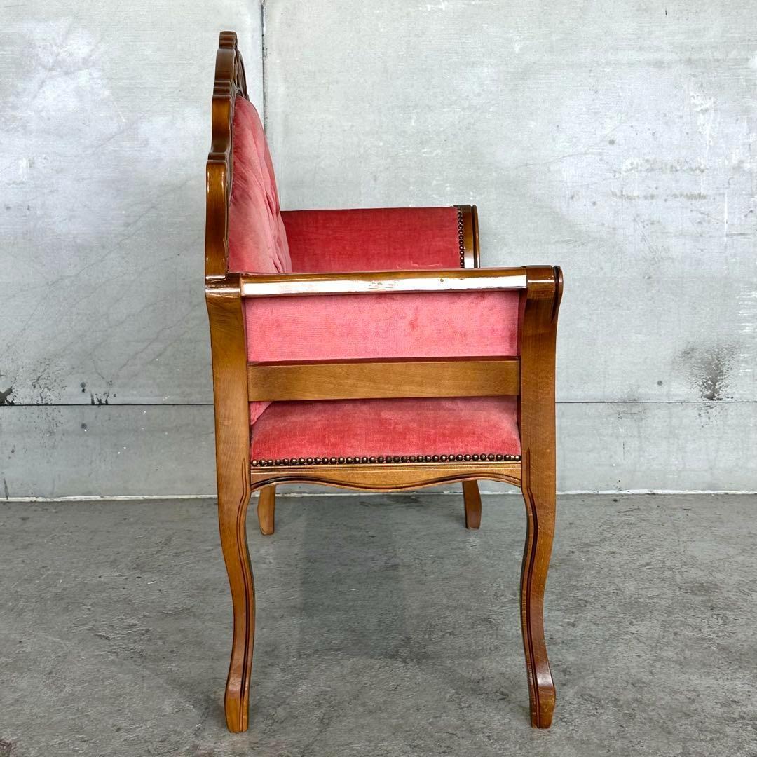 ♕ ロココ調 ✦ 木彫ベルサイユソファー ✦ 気品の2人掛け ♕ベルベット