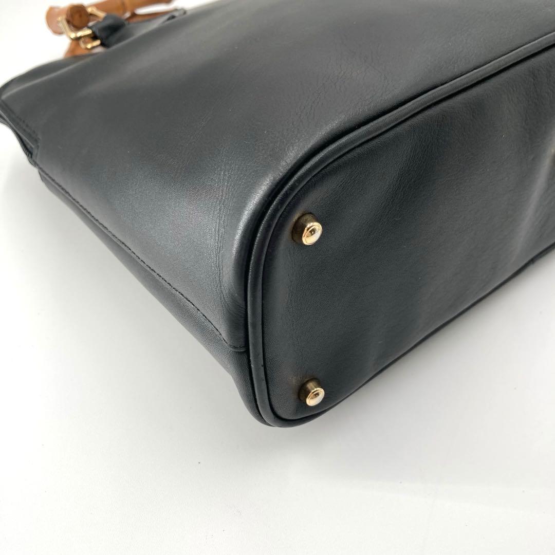 美品✨GUCCI グッチ バンブー 2way ショルダーバッグ レザー ブラック