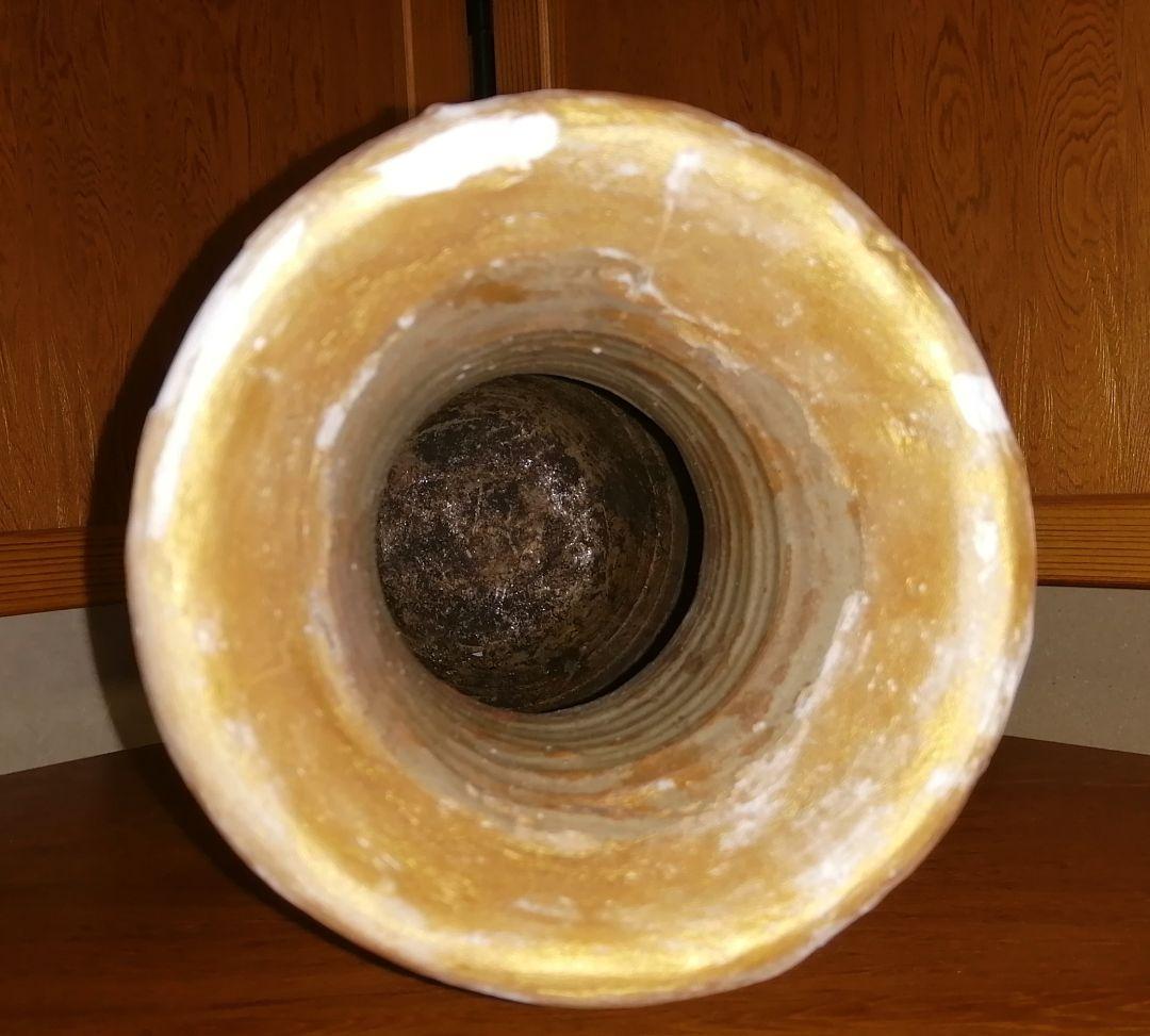 相馬焼　双駒　金彩　双耳大花瓶　希少品　大正期頃　高さ約34cm　骨董　古美術