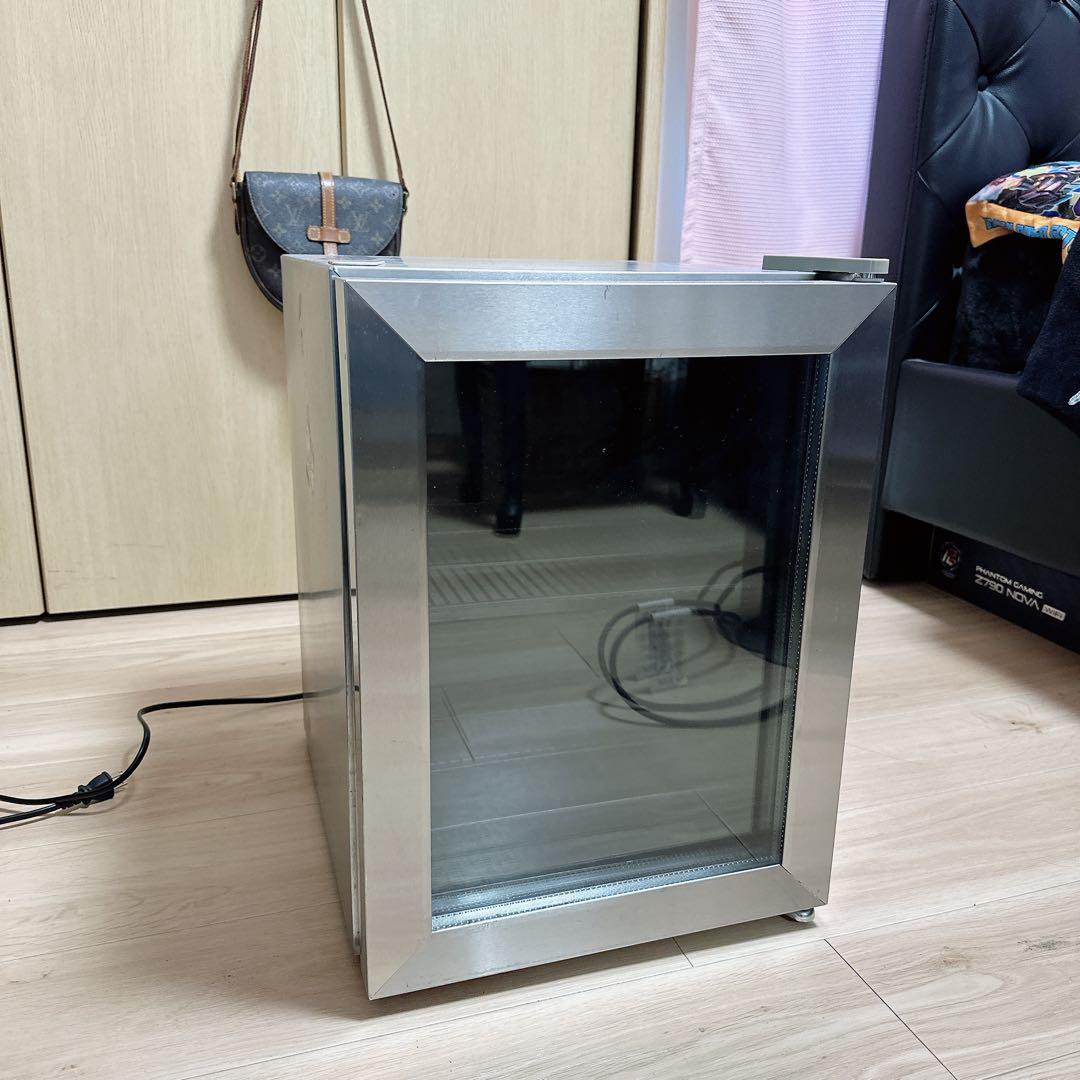 コンパクト冷蔵庫 ステンレススチール ガラス扉