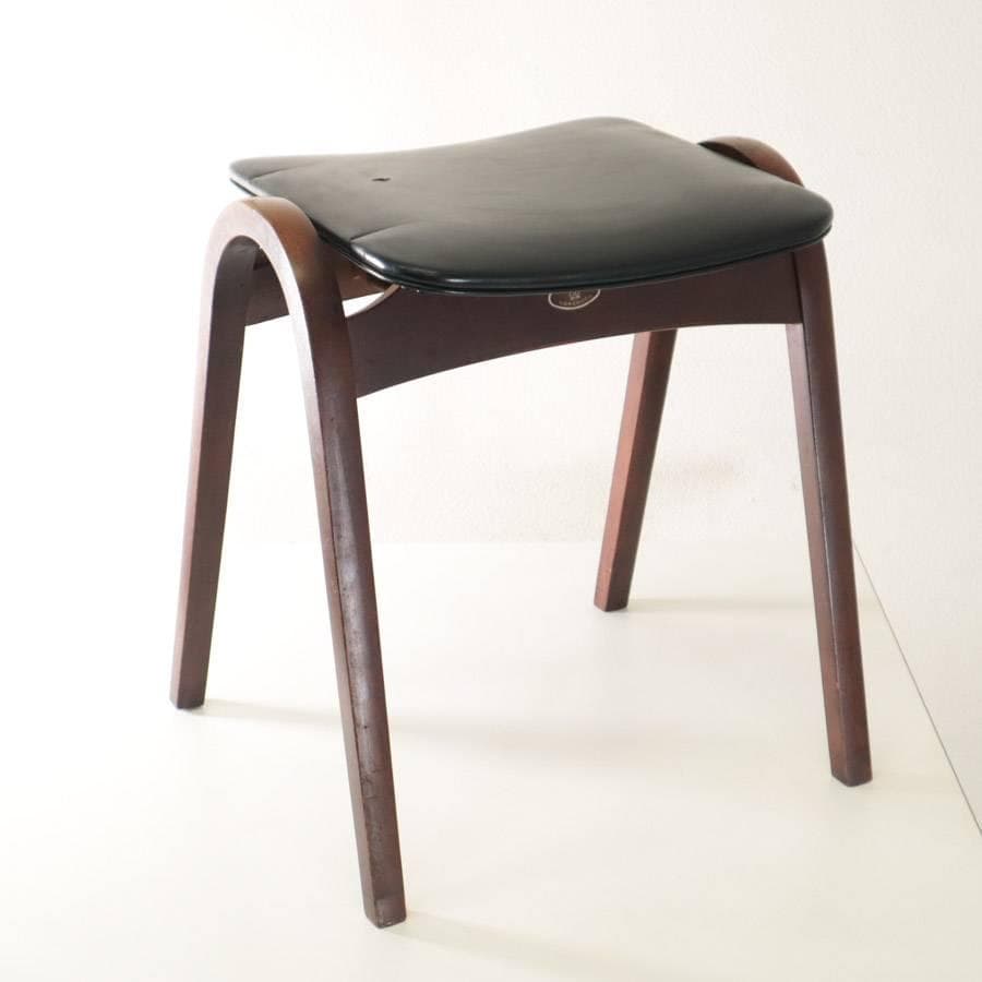 値下秋田木工 IDC大塚 No.202 剣持勇 スタッキングスツール 黒PVC⑦