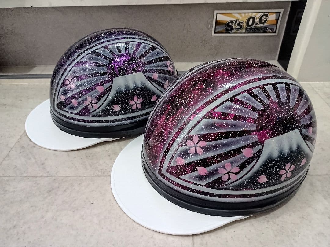 カスタムコルク半　Candyパープル＆ピンクラップ白富士日章　七色ラメ
